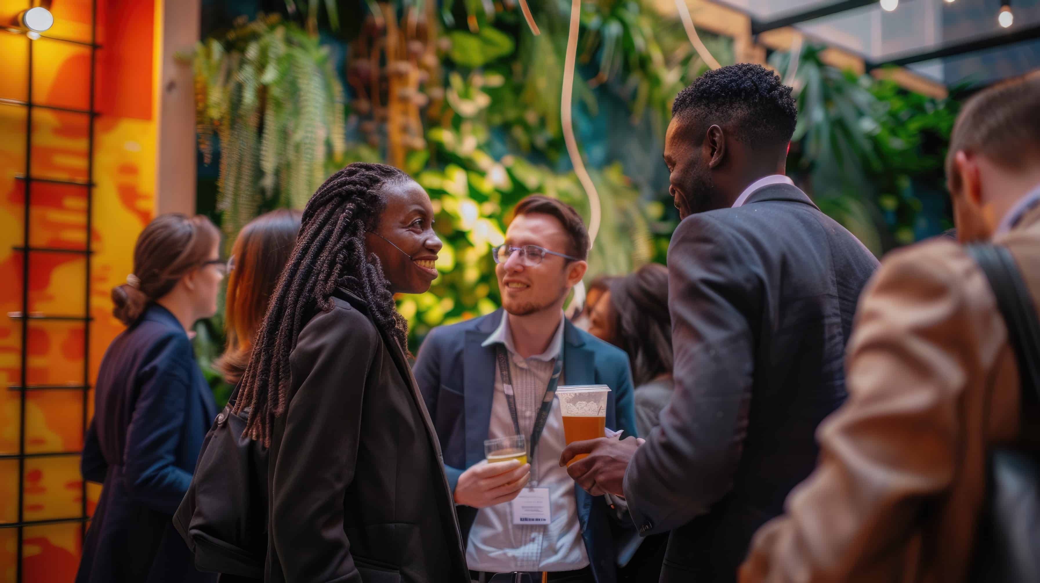 Diverse Group Socializing at a Modern Cafe Event